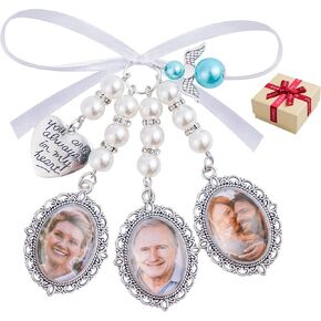 Bylion Wedding Bouquet Charm Bouquet Photo Charms Bridal Lacy Oval Bridal Charms You are Always in My Heart DIY Bouquet Picture Charm for Wedding Memory Friend Gift