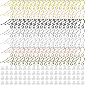 1400pcs Earring Hooks for Jewelry Making,includes 700pcs French Earring Hooks and 700pcs Earring Backs,French Ear Wires for DIY Craft Earring Making(7 Colors)