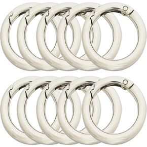 Bytiyar 10 pcs 2 inch (50 mm) Inside Diameter Round Carabiners Clips Snap Hooks Zinc Alloy Spring Gate O Rings Buckles DIY Accessory Gun Black