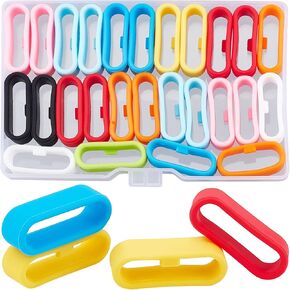 GORGECRAFT 1 Box 36PCS Silicone Replacement Fastener Ring 20mm Secure Loops Connector Security Rings Rubber Watch Strap Bands Holder Keeper Loops Compatible with Smartwatch Strap Accessories, 9 Colors