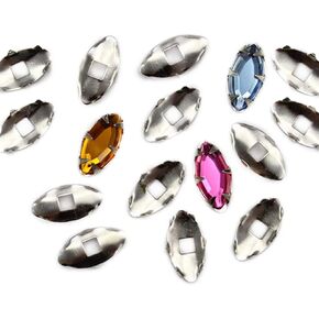 Allstarco 15X7mm Navette Tiffany Settings for Flat Back Rhinestones Gems Jewelry Making Jewels Garment Embelishments Crafts - 36 Pieces