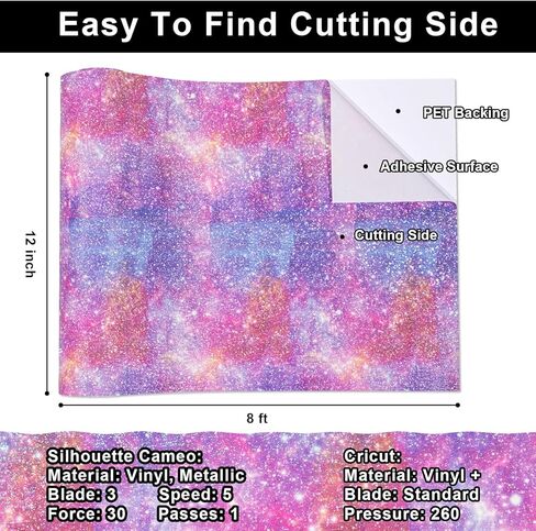 لفة الفينيل اللاصقة VINYL FROG - 12 بوصة × 8 قدم نمط مطبوع ناعم ممتاز مصنوع من الفينيل الدائم لتصميمات الأكواب، وسجلات القصاصات، والملصقات وغيرها من أدوات قطع الحرف اليدوية (أرجواني حالم) in Kuwait