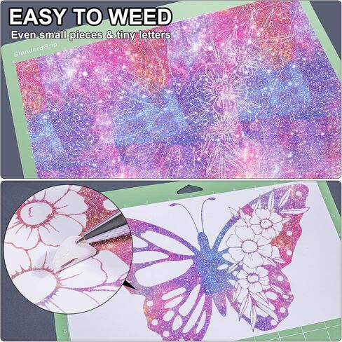 لفة الفينيل اللاصقة VINYL FROG - 12 بوصة × 8 قدم نمط مطبوع ناعم ممتاز مصنوع من الفينيل الدائم لتصميمات الأكواب، وسجلات القصاصات، والملصقات وغيرها من أدوات قطع الحرف اليدوية (أرجواني حالم) in Kuwait