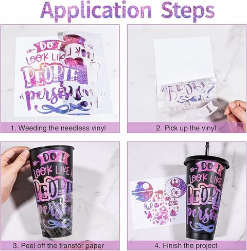 لفة الفينيل اللاصقة VINYL FROG - 12 بوصة × 8 قدم نمط مطبوع ناعم ممتاز مصنوع من الفينيل الدائم لتصميمات الأكواب، وسجلات القصاصات، والملصقات وغيرها من أدوات قطع الحرف اليدوية (أرجواني حالم) in Kuwait