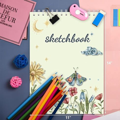 Sketch Book 8 X 11.5 120gsm Vintage Floral Mysterious Notebook for Drawing Writing Sketching 2 Sketch Pads in Kuwait