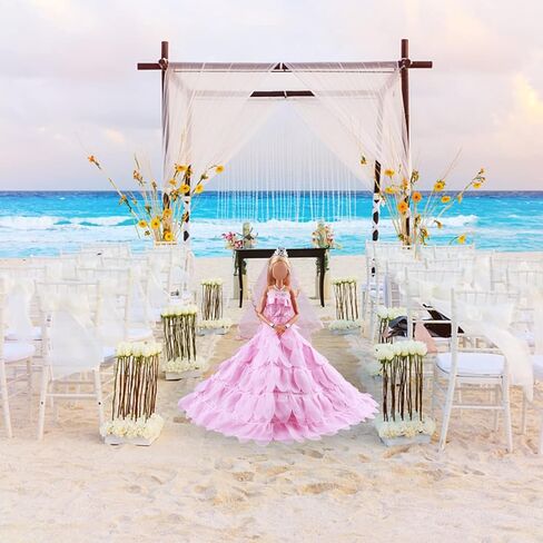 ملابس الدمية Keysse فساتين زفاف كبيرة مع 5 إكسسوارات، تاج + حجاب + مشابك شعر على شكل فيونكة + قلادة وسوار، ملابس حفلات الأميرة المسائية لدمية مقاس 11.5 سم in Kuwait