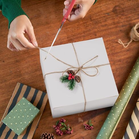 علب هدايا بيضاء HLWDFLZ مكونة من 12 علبة ورق مقاس 8 × 8 × 4 بوصة، وصناديق هدايا مع أغطية، وصندوق هدايا الزفاف، وصندوق اقتراح وصيفة العروس، وصندوق هدايا لحفلات أعياد الميلاد، وصندوق عيد الميلاد مع خيوط بطول 66 قدمًا و12 ملصقًا شفافًا in Kuwait