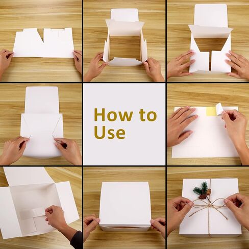 علب هدايا بيضاء HLWDFLZ مكونة من 12 علبة ورق مقاس 8 × 8 × 4 بوصة، وصناديق هدايا مع أغطية، وصندوق هدايا الزفاف، وصندوق اقتراح وصيفة العروس، وصندوق هدايا لحفلات أعياد الميلاد، وصندوق عيد الميلاد مع خيوط بطول 66 قدمًا و12 ملصقًا شفافًا in Kuwait