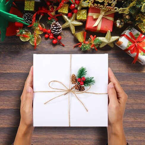 علب هدايا بيضاء HLWDFLZ مكونة من 12 علبة ورق مقاس 8 × 8 × 4 بوصة، وصناديق هدايا مع أغطية، وصندوق هدايا الزفاف، وصندوق اقتراح وصيفة العروس، وصندوق هدايا لحفلات أعياد الميلاد، وصندوق عيد الميلاد مع خيوط بطول 66 قدمًا و12 ملصقًا شفافًا in Kuwait