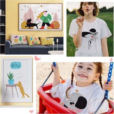 فينيل ناقل للحرارة من Bonnyhtv Glitter HTV، حزمة 30.48 سم × 25.4 سم، 18 ورقة حديد لامعة على الفينيل من أجل Cricut & Silhouette Cameo، فينيل لامع للقمصان التي تصنعها بنفسك، الهالوين، هدايا عيد الميلاد (متنوعة 18 لونًا) in Kuwait