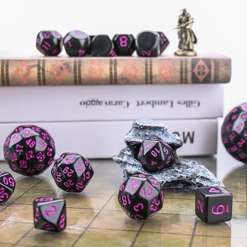 Coyeekn DND Dice 15 Pieces Polyhedral Dice D3-D100 with Dice Bag for Role Playing Table Games (Black & Blue)… in Kuwait