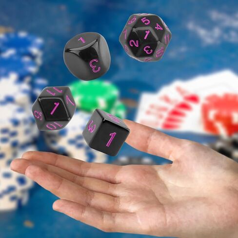 Coyeekn DND Dice 15 Pieces Polyhedral Dice D3-D100 with Dice Bag for Role Playing Table Games (Black & Blue)… in Kuwait