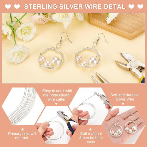 BENECREAT 18 Gague Pure Silver Sterling Wire, 999 Sterling Silver Wire 1.64 Feet Round Craft Wire for Wire Wrap Jewelry Making, Spool Project, Bracelets and Earrings in Saudi Arabia