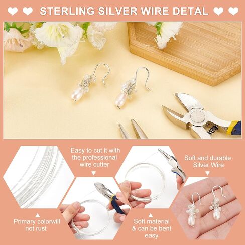 BENECREAT 18 Gague Pure Silver Sterling Wire, 999 Sterling Silver Wire 1.64 Feet Round Craft Wire for Wire Wrap Jewelry Making, Spool Project, Bracelets and Earrings in Saudi Arabia