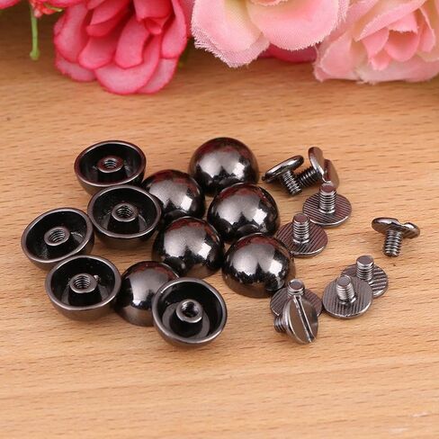 20Pcs Studs Rivets, Round Button Studs Mushroom Rivets Studs Rivets for DIY Leather Craft Belt Bag Shoes Decoration, Black Screw Nail Rivets Studs in Saudi Arabia