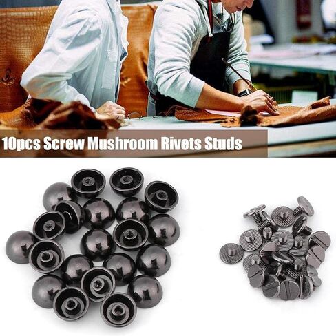 20Pcs Studs Rivets, Round Button Studs Mushroom Rivets Studs Rivets for DIY Leather Craft Belt Bag Shoes Decoration, Black Screw Nail Rivets Studs in Saudi Arabia