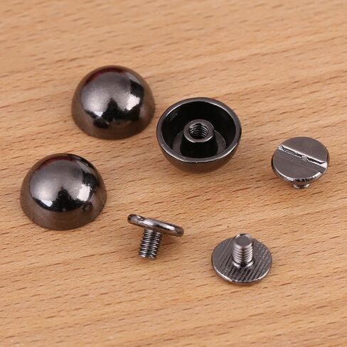 20Pcs Studs Rivets, Round Button Studs Mushroom Rivets Studs Rivets for DIY Leather Craft Belt Bag Shoes Decoration, Black Screw Nail Rivets Studs in Saudi Arabia