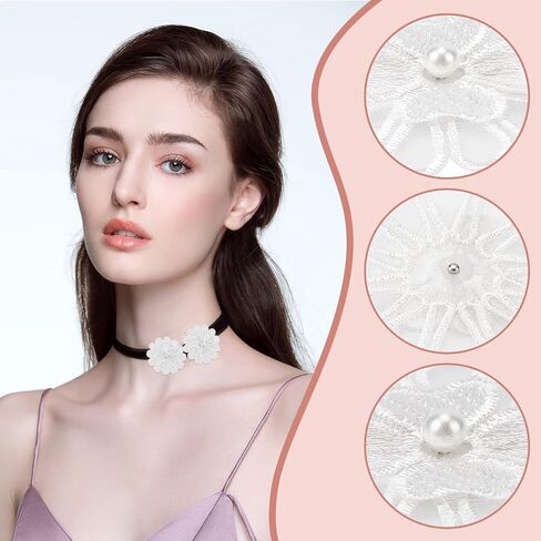 GORGECRAFT 20Pcs Hot Pink Embroidery Flowers Sew On Patches 3D 2 Layers 5-Petal Lace Flower with Imitation Pearl Lace Embroidered Appliques for Wedding Bridal Dress Embellishment DIY Sewing Crafts in Saudi Arabia