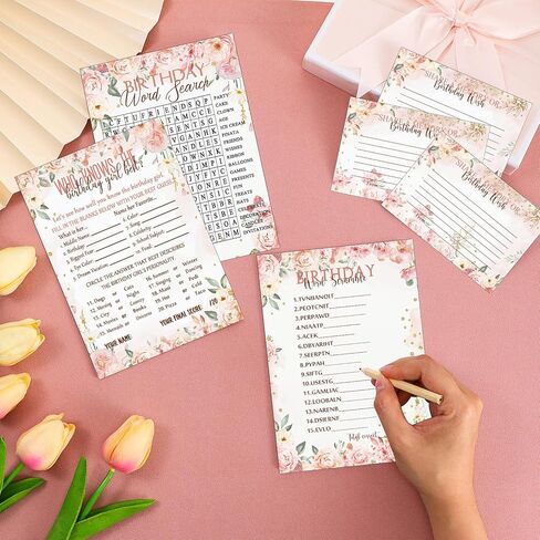 Fumete Birthday Party Games 100 Pcs Who Knows The Girl Game with 20 Pencils Girly Birthday Cards Set for Child Teen Adults Sweet Sleepover Party Supplies for Girls, 4 Activities(Balloon) in Kuwait