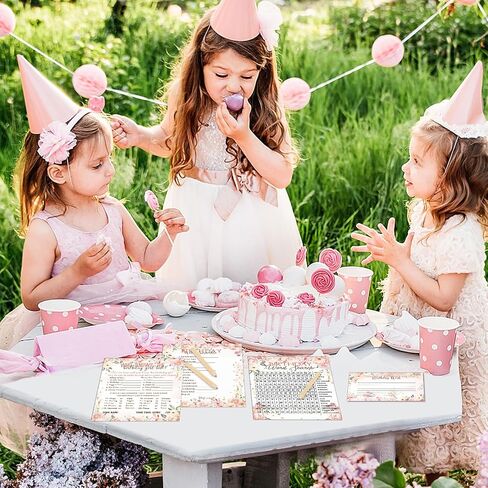 Fumete Birthday Party Games 100 Pcs Who Knows The Girl Game with 20 Pencils Girly Birthday Cards Set for Child Teen Adults Sweet Sleepover Party Supplies for Girls, 4 Activities(Balloon) in Kuwait