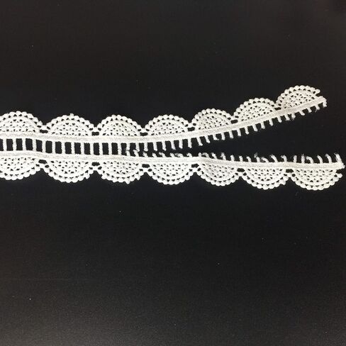 إيلا ماما ثقوب من البوليستر، شريط الحرف اليدوية مزدوج الحواف مطرز 1-1/2 بوصة × 5 ياردة، لتزيين المنزل الزفاف تزيين الهدايا شريط لف DIY خياطة الحرف (أبيض) in Kuwait