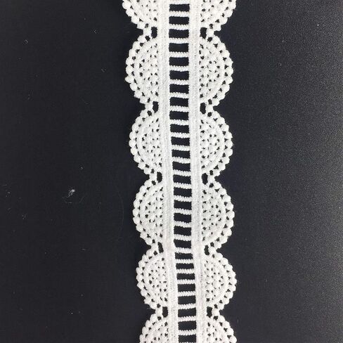 إيلا ماما ثقوب من البوليستر، شريط الحرف اليدوية مزدوج الحواف مطرز 1-1/2 بوصة × 5 ياردة، لتزيين المنزل الزفاف تزيين الهدايا شريط لف DIY خياطة الحرف (أبيض) in Kuwait