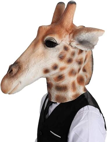 HENGYUTOYMASK Deer Mask Animal Head Giraffe Latex Mask Halloween Costume Cosplay Dress in Saudi Arabia
