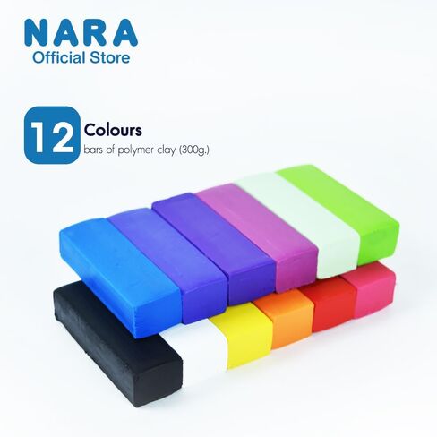 طين الخبز البوليمر من نارا، 12 لونًا متنوعًا، 12 قالبًا، 300 جرام (0.66 رطل) in Kuwait