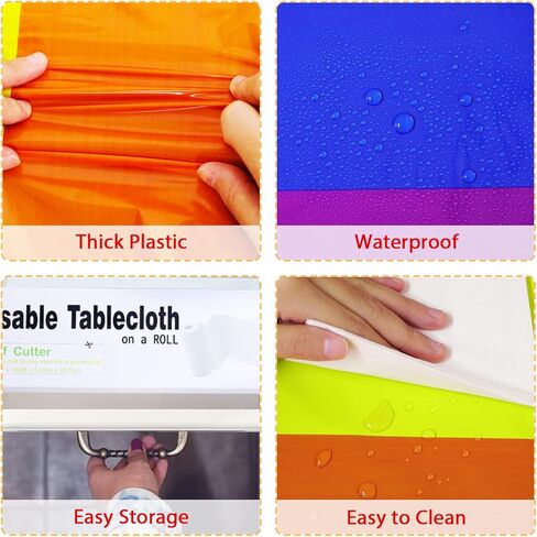 Black Tablecloth Roll 52 in x 100 Ft with Slide Cutter Plastic Table Black Premium Disposable Plastic Picnic Party Table Cover for Indoor Outdoor Events Family Banquet Parties and Celebrations in Kuwait