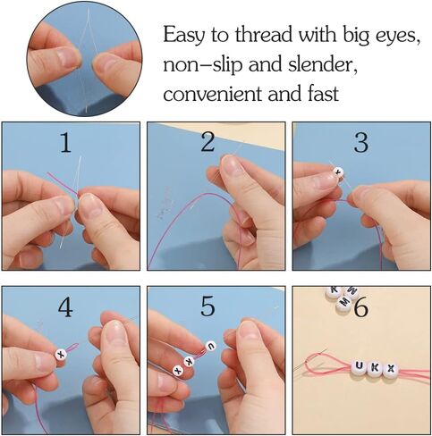 Elastic String for Jewelry Making, String Crystal Elastic Cord, 10 Rolls Color Stretchy String with 3 Pcs Large Eye Beading Needles and Scissors, for Seed Beads, Pony Beads, Bracelets in Kuwait