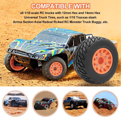 OGRC 4 قطع إطارات شاحنة لـ Traxxa Arrma Axial Redcat Rc4wd Hex قابلة للفصل بديلة 12 مم 14 مم 17 مم 1/10 مقياس عجلات وإطارات RC (أخضر) in Kuwait