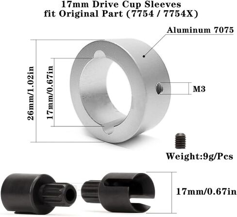PALUMMA RC Aluminum Joint Cup Reinforced Ring for TRAXXAS 1/5 X-MAXX 6S 8S XRT 8S 17mm Drive Cup Sleeves Protect Ring Upgrade Parts (Blue) in Kuwait