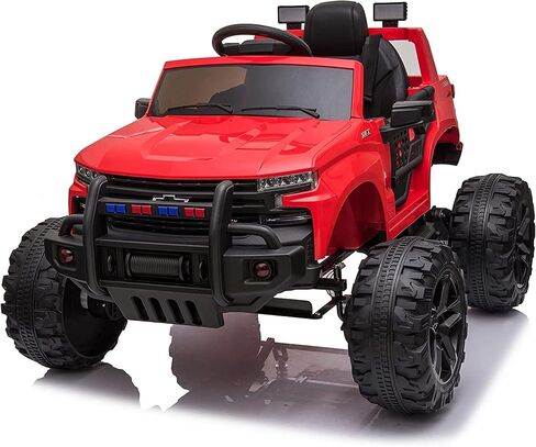 داكوت تشيفي سيلفرادو Z71 تريل بوس مونستر شاحنة بأربعة محركات قوية 12 فولت 4 × 4 عجلات كبيرة للركوب على شاحنة مونستر للأطفال., أبيض in Kuwait