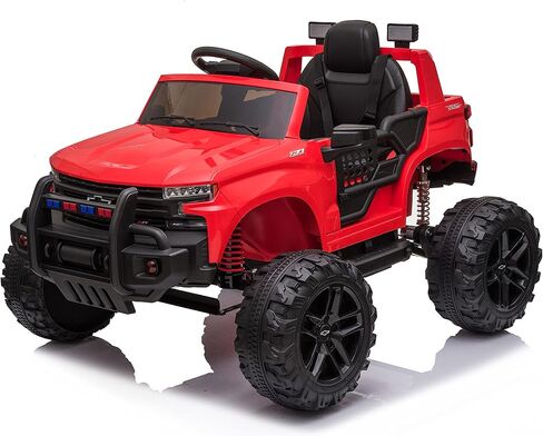 داكوت تشيفي سيلفرادو Z71 تريل بوس مونستر شاحنة بأربعة محركات قوية 12 فولت 4 × 4 عجلات كبيرة للركوب على شاحنة مونستر للأطفال., أبيض in Kuwait