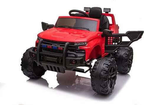 داكوت تشيفي سيلفرادو Z71 تريل بوس مونستر شاحنة بأربعة محركات قوية 12 فولت 4 × 4 عجلات كبيرة للركوب على شاحنة مونستر للأطفال., أبيض in Kuwait