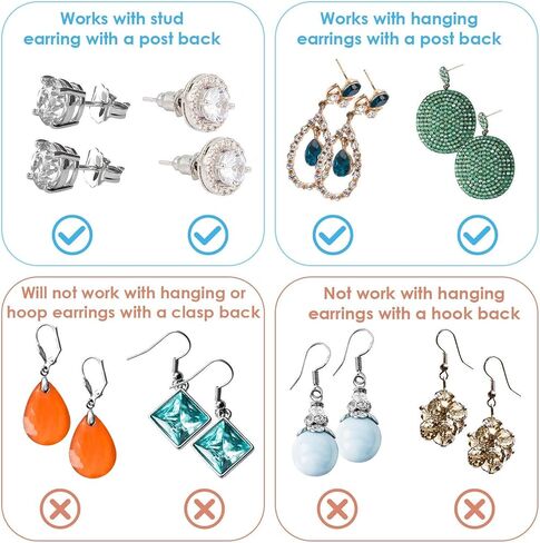 حلق رافع باك لا يسبب الحساسية قابل للتعديل من الفضة الاسترليني مطلي بالذهب الوردي مجوهرات 4 أزواج in Kuwait