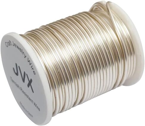 JVX 16 مقياس 5 ياردة سلك مجوهرات مطرز بالخرز وسلك أعمال يدوية سلك نحاسي مقاوم للتلطيخ لون فضي in Kuwait