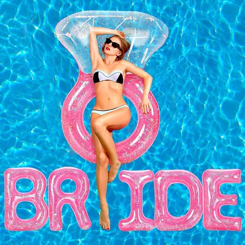 Sumind Large 61 Inch Diamond Ring Floatie and 5 Inflatable Floating Bride Letter Pool Decorations Bachelorette Pool Floats for Beach Wedding Engagement Shower Party Supplies in Saudi Arabia