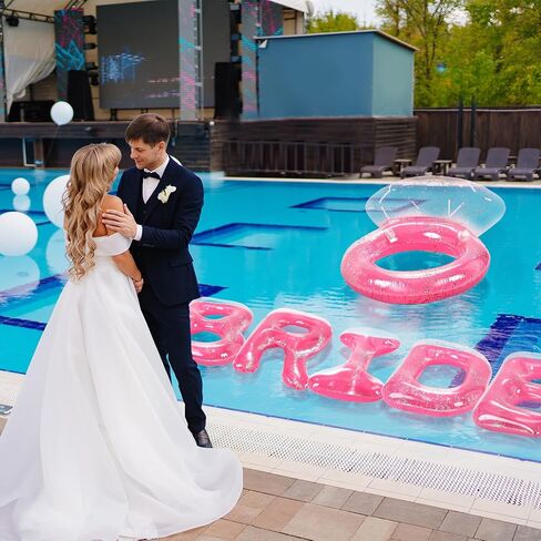 Sumind Large 61 Inch Diamond Ring Floatie and 5 Inflatable Floating Bride Letter Pool Decorations Bachelorette Pool Floats for Beach Wedding Engagement Shower Party Supplies in Saudi Arabia