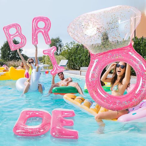 Sumind Large 61 Inch Diamond Ring Floatie and 5 Inflatable Floating Bride Letter Pool Decorations Bachelorette Pool Floats for Beach Wedding Engagement Shower Party Supplies in Saudi Arabia