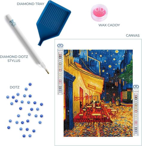 DIAMOND DOTZ ® - Cafe at Night (Van Gogh) Diamond Artwork Kit, Full Drill, Round Dotz, 8.7"x8.7", Van Gogh Diamond Painting, Van Gogh Diamond Art, Van Gogh, Van Gogh Paint by Number in Saudi Arabia