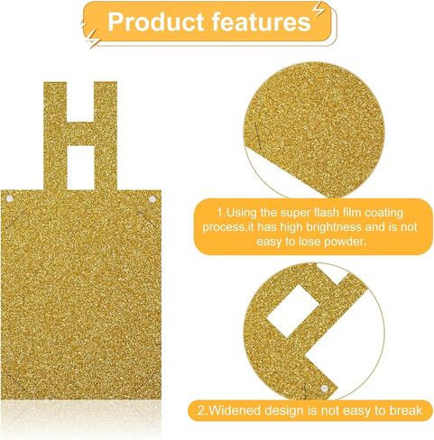 Gold Birthday Photo Banner - Happy Birthday Monogram Banner - Personalized Happy Birthday Sign with Illustration for Kids and Adults Birthday Parties, Commemorating Annual Milestone Wreath in Saudi Arabia