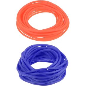 HARFINGTON Rubber Cord Tube Hollow Pipe 16ft 1/8" Dia 1/16" Hole Silicone Tubing Set for DIY Jewelry Making Necklaces Bracelet, Black, Light Rose Red