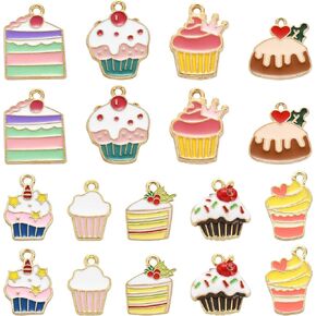 LiQunSweet 40 Pcs 4 Styles Enamel Sweet Food Beverages Charm Drink Cup Ice Cream Charm for Jewelry Making in Kuwait