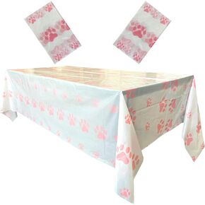 2 قطعة غطاء طاولة زهري مطبوع عليه مخالب كلب جرو لغلاف طاولة، لوازم حفلات عيد الميلاد (71 بوصة × 54 بوصة) in Kuwait