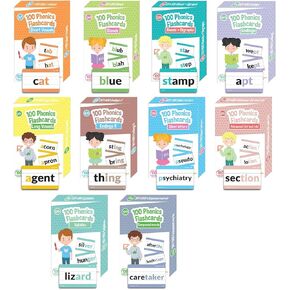 1000 بطاقة فلاش فونيكس من 10 قطع - سي في سي قصير، حروف علة طويلة، مزيج، ديجراف، نهاية الكلمات، حروف صامتة، مركب، بطاقات تعليمية صوتية - لمرحلة ما قبل المدرسة، مرحلة ما قبل المدرسة، مرحلة ما قبل in Kuwait