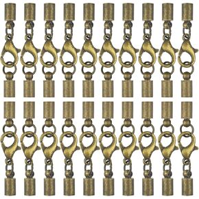 20 Pack Lobster Claw Clasp End Caps Tips Clasp Connector End Tip with Loop Ring for DIY Tassel Bracelet Necklace Jewelry Making (Bronze) in Kuwait