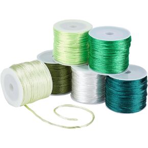 PH PandaHall 180 Yards Green Nylon String 1mm Rattail Satin Cord Bracelet String Thread for Macrame Kumihimo Friendship Bracelet Necklace Chinese Knot Dream Catchers Braid Hair 6 Color