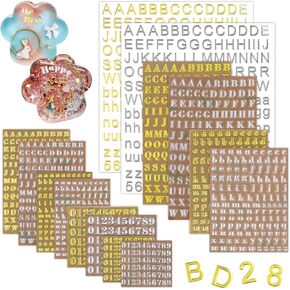 14 Sheets Letter Resin Stickers Kalolary Silver Gold Numbers Stickers Self-Adhesive Mini Epoxy Decorative Decals Alloy Words Spelling Stickers for Scrapbook Letters DIY Craft Decoration Supplies in Saudi Arabia