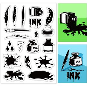 زجاجة حبر وقلم طوابع شفافة من جلوبلاند لبقع حبر القصاصات بنفسك، أختام ختم شفافة من السيليكون لصنع البطاقات، ألبوم الصور، ديكور المنزل in Kuwait